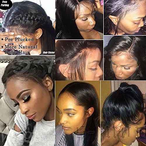 S-noilite 22 inch Full Lace Wig For Black Women Real Human Hair Glueless 360 Baby Hair Full Head Wigs Real Virgin Human Hair Pre Plucked Hairline Free Parting (Full Lace Wig, 22 inch straight)