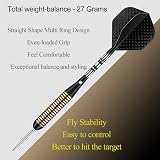 Sanfeng 27g Steel Tip Darts Set Brass Barrel Black Shafts 9 Flights O-Rings Tool view 3