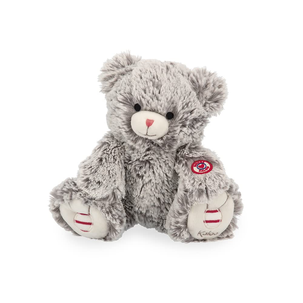 Kaloo - Rouge 24 cm Prestige Grey Maé the Bear - Small Silky-Furred Bear Soft Toy - Ultra-Soft Plush for Babies - 0 Months +, K223001
