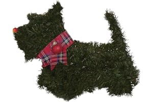 Muised Handmade Scottish Terrier Wreath Dog Christmas Puppy Xmas Indoor Outdoor Head Christmas Decorations Outdoor Yard Christmas Ornaments 2022 Christmas Tree Christmas Decor Tree