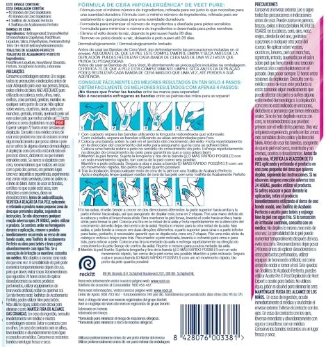 Veet tiras de cera depilatória para o corpo caixa 20 unidades