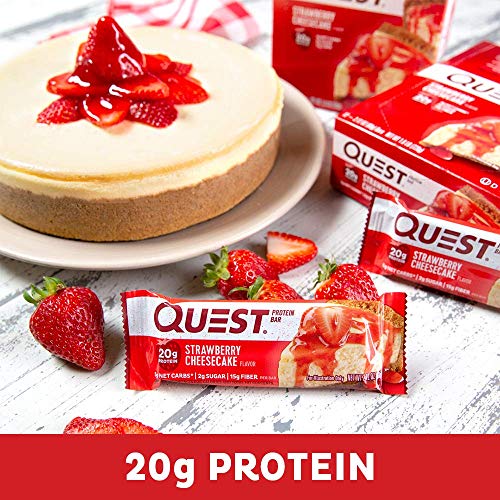 Quest Nutrition Strawberry Cheesecake Protein Bar, High Protein, Low