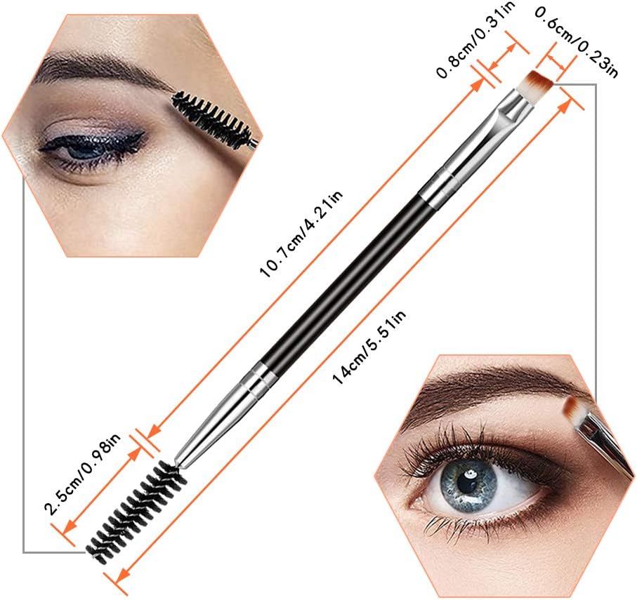 6 Packs Duo Eyebrow Brush, KANOSON Angled Eyebrow Brush Spoolie Brush