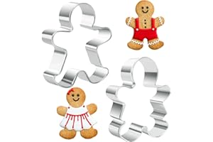 Gingerbread Man Cookie Cutter Set,2PCS Christmas Gingerbread Man Girl Shape Stainless Steel Biscuit Cutters for Baking