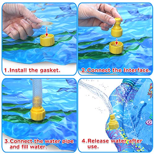 INSOON Splash Play Mat Sprinkle Pad 59" Outdoor Party Sprinkler Toy Toddler Water Toys Summer Fun for Children 2 3 4 5 6 Years Old Boys and Girls Kids