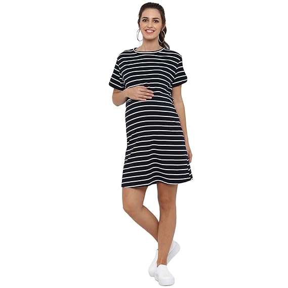 Maternity cum Nursing Dress Striped