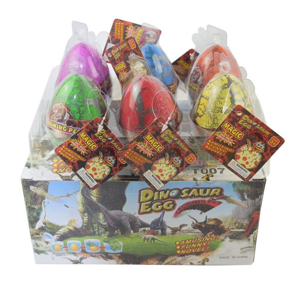 Wenosda Dino Hatching Eggs Growing Toy，6PCS Large Size Dinosaur Dragon Eggs with Colorful Crack，Water Expandable Eggs for Kids, Party Favors and Educational Gifts for Ages 3-8