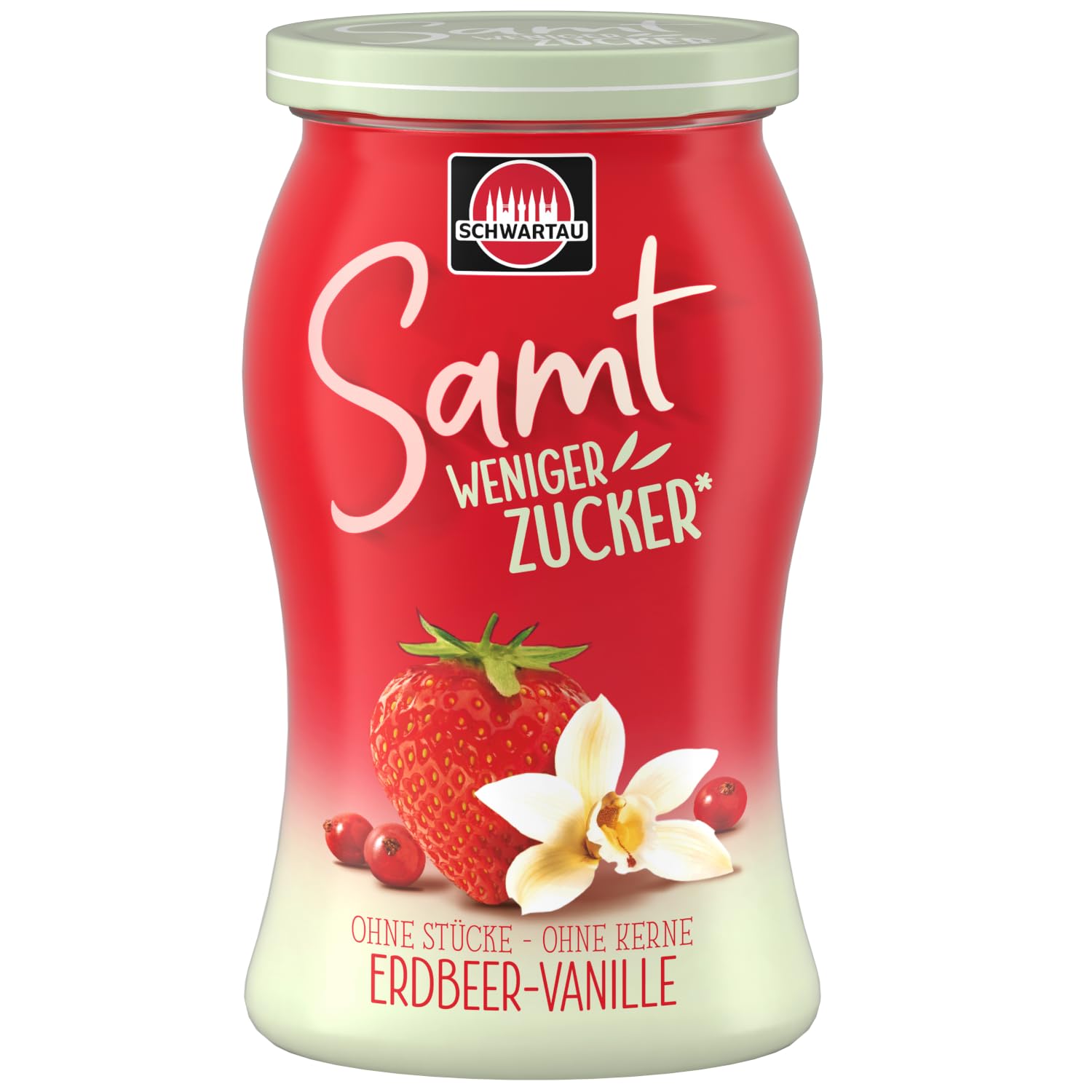 Schwartau Samt Weniger Zucker Erdbeer-Vanille | Zuckerreduziert | 255 g