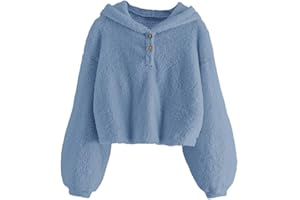 GAMISOTE Kids Girl's Fuzzy Hoodies Warm Loose Button Down Pullover Sherpa Jacket Top