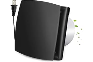 Exhaust Fan Bathroom Fan, 4-INCH 55CFM Black ABS Quiet Plug-in Wall Window Extractor Fan w/Anti-Backflow Damper for Toilet, O