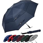 G4Free 62 Inch Portable Golf Umbrella Large Oversize Double Canopy Vented Windproof Waterproof Automatic Open Stick Umbrellas for Men and Women(Dark Blue)