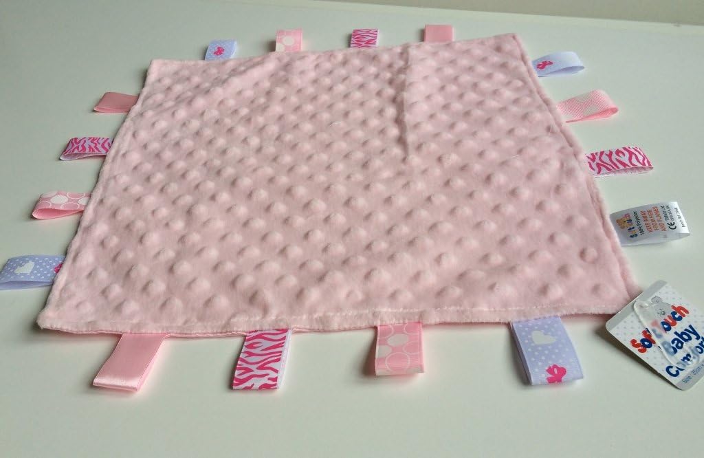 Soft Touch Comforter blanket with taggies. Taggie Comforter / Comfort Blanket. Great Gift. (Pink Taggie blanket) - Image 4