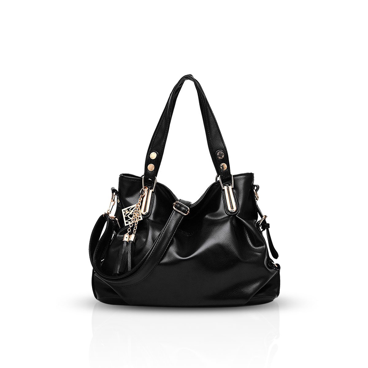 Nicole&Doris new bag ladies classic casual fashion soft bag portable shoulder bag women Messenger(Black)