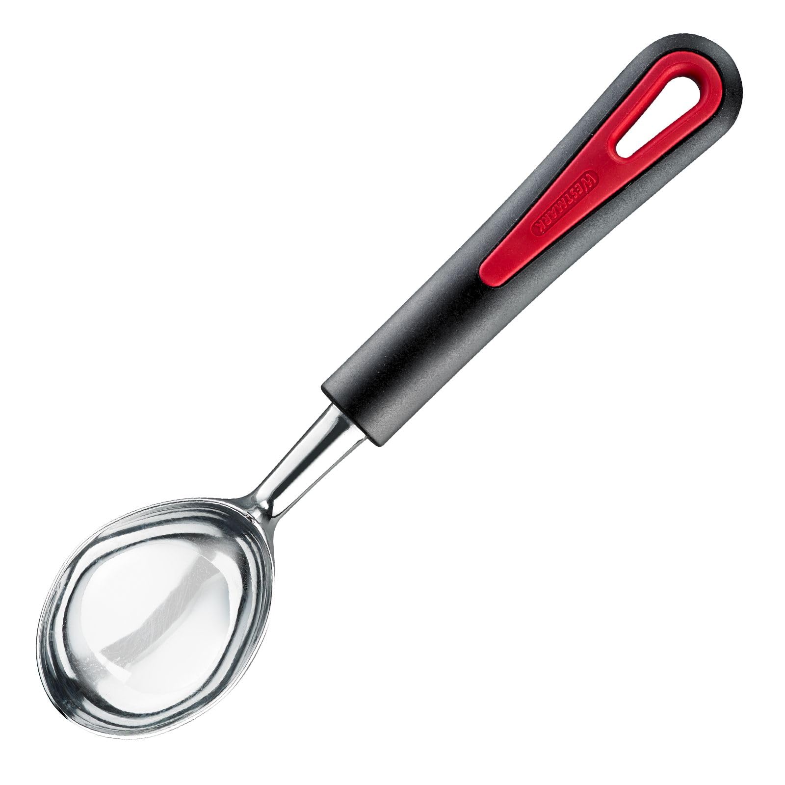 Westmark Ice Cream Scoop, Chrome-Plated, Length: 21.5 cm, Cast Metal/Plastic, Gallant, Black/Red, 29582270