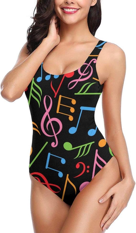 Amazon ワンピース水着音楽ノートパターンプールビーチクイックドライ水着女性用 ワンピース 通販