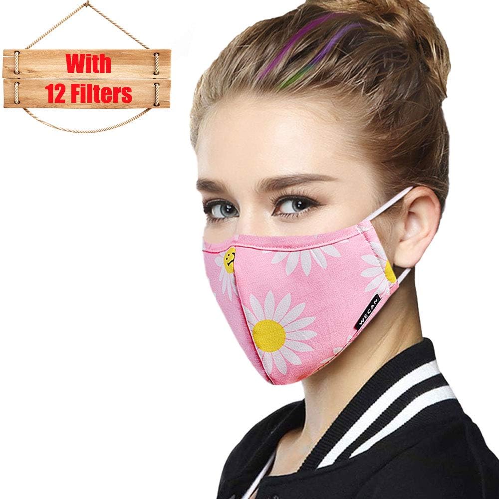 Mouth Masks Washable Reusable Cotton Masks Filter Insert Dust Mask,One Mask With 12 Filters