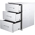 Atatod Outdoor Kitchen Drawers,Stainless Steel BBQ Drawer, 14" W x 20.5" H x 23" D Flush Mount Triple Access Drawer for Outdoor Kitchen,BBQ Island