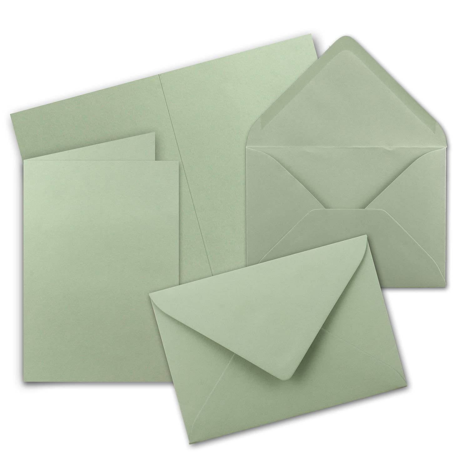 10x folding card set with envelopes DIN A6 C6 - Eucalyptus (Green) - 14.8 x 10.5 cm - Double card set - FarbenFroh series