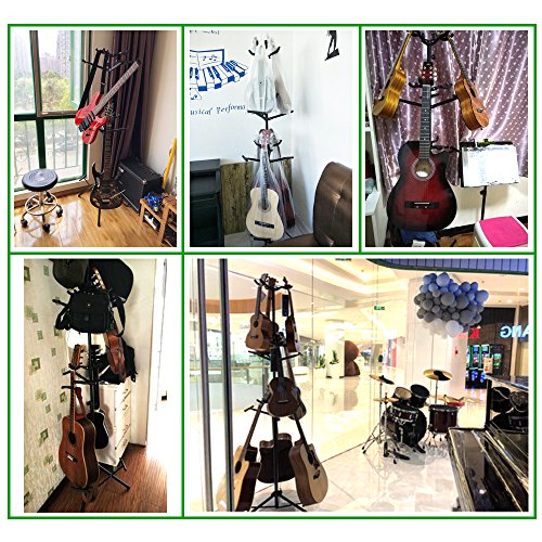 Luvay 9 Multi-Stand for Guitar, Ukulele, Bass, 3-Tier Standing Rack Holder Display - Vertical Style