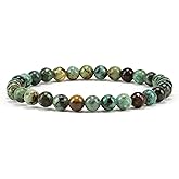 Cherry Tree Collection - Small, Medium, Large Sizes - Gemstone Beaded Bracelets For Women and Men - 6mm Round Beads (African Turquoise, Large)