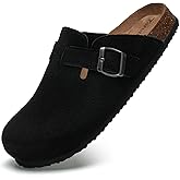 Torotto Mens Clogs Cork Footbed Suede Slippers Arch Support Potato Shoes with Adjustable Buckle