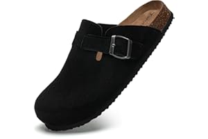 Torotto Womens Clogs Cork Footbed Suede Slippers Arch Support Potato Shoes with Adjustable Buckle