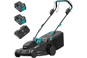 MightyMow 2x20V 18.1 inch Self-Propelled Lawn Mower Cordless, Brushless Push Lawn Mower with 6-Position Cutting Height Adjustment, 2x4.0Ah Battery & Dual Charger Included