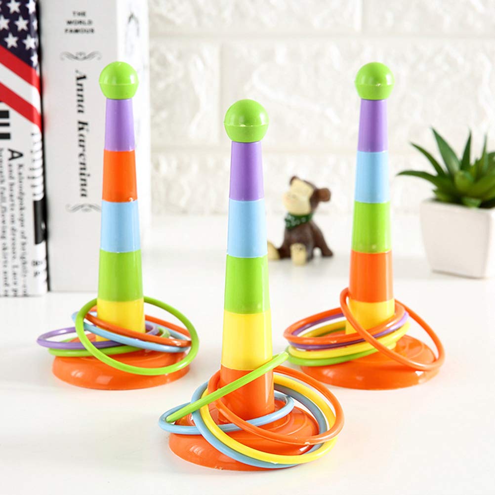 Toyvian 2pcs Ring Toss Game Plastic Cone Ring Set Throwing Circle Rings