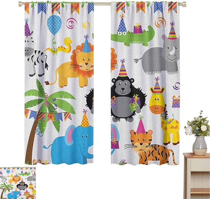 Cortinas opacas para sala de estar, diseño de animales salvajes de la