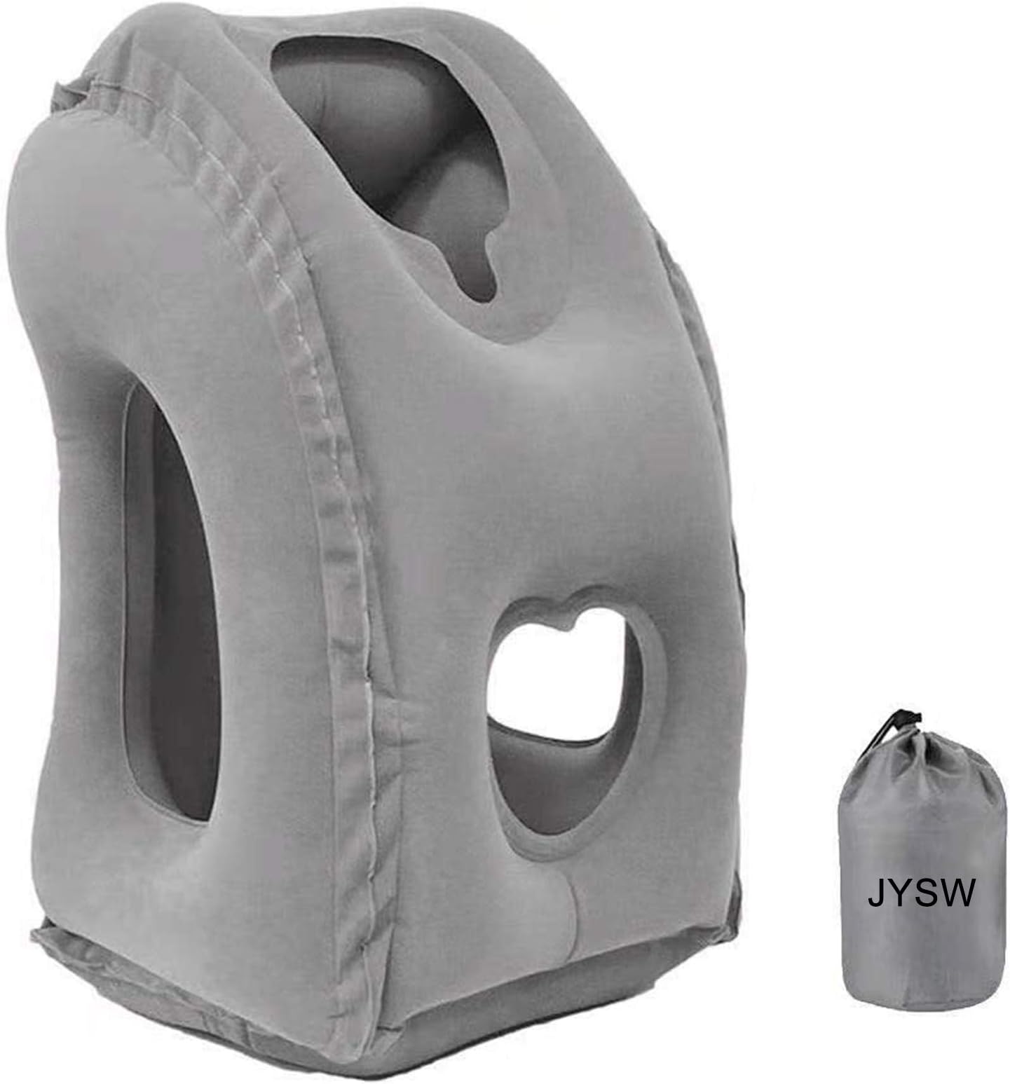 JYSW Inflatable Travel Pillow, Portable Airplane Pillow Multifunctional Neck and Head Support Lap Pillow for Airplanes Trains Buses and Office Napping (Gray)