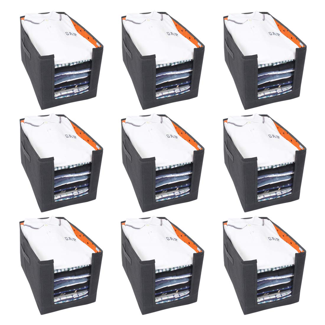 PrettyKrafts Shirt Stacker - Closet Organizer - Shirts and Clothing Organizer - Exile HS_Orange_Set of 9