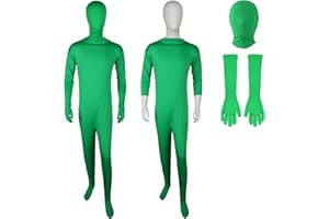 Jiuguva 2 Pack Green Screen Chromakey Bodysuit Gloves Hood, Unisex Disappearing Photography Bodysuit for Adult Men Invisible Effect (6 Feet/ 180 cm)