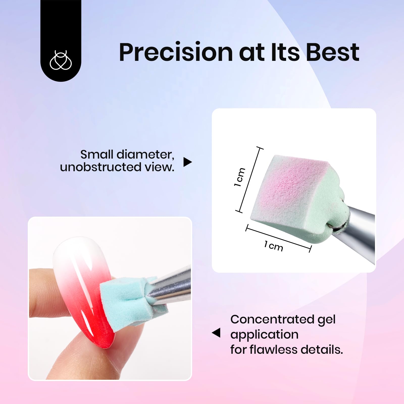 Beetles 204Pcs Soft Nail Sponges for Ombre, Colorful Nail Art Sponges With Grabbing Pen, Aura Nails, Ombre Nail Brush, Manicure Nail Art Tool, Professional Accessories Supplies Nail Art DIY Home Salon - Image 4