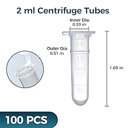 100Pcs 2ml Centrifuge Tubes with Snap Cap, Small