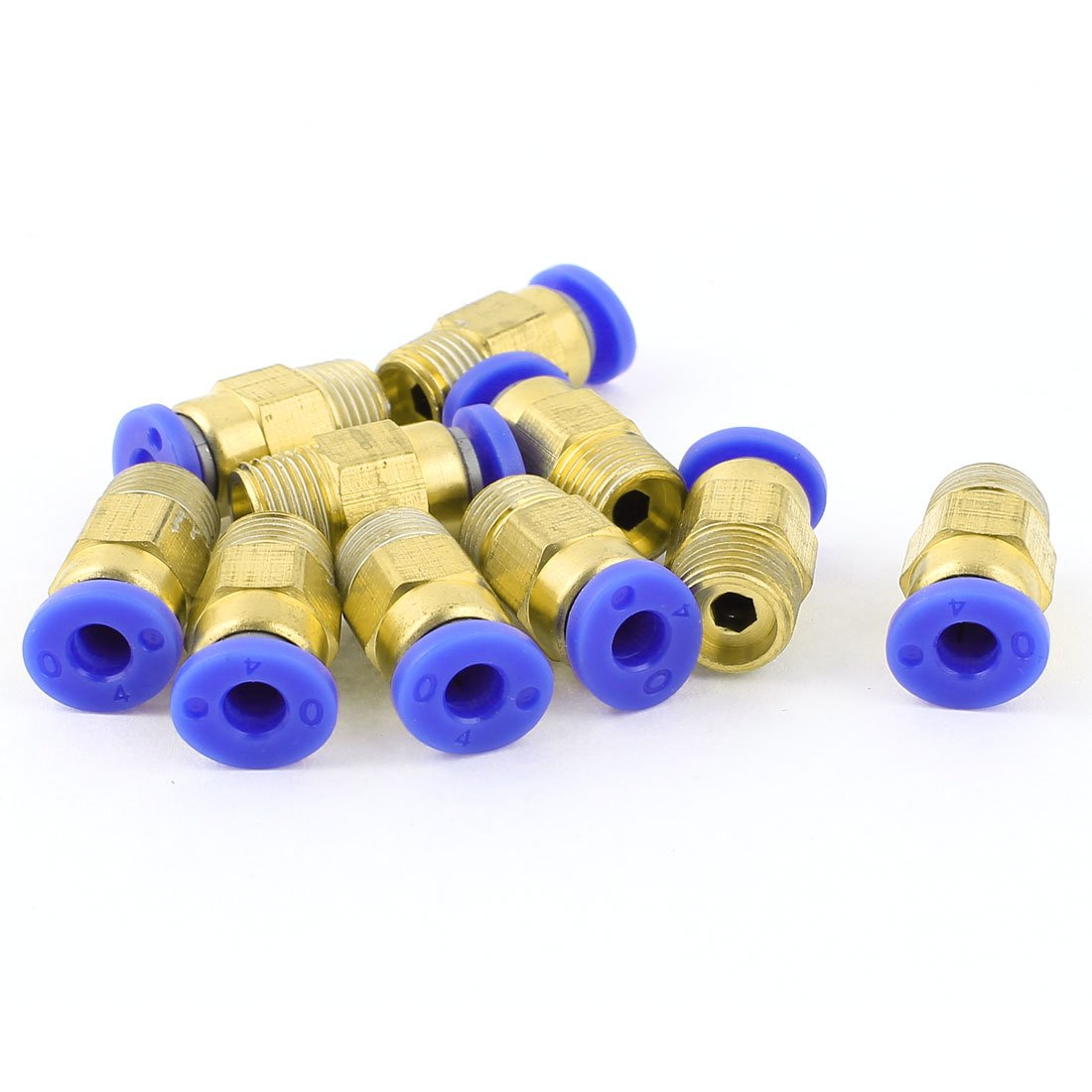 Sourcingmap Air Line 9.5mm Male Thread 4mm Tube Quick Coupler Fittings 10pcs