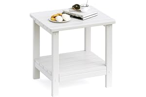 UDPATIO Outdoor Side Table for Patio, 19 x 16 inches Adirondack Table Poolside Patio Table, HDPE End Table for Outside Backyard Pool Indoor Companion, 2-Tier
