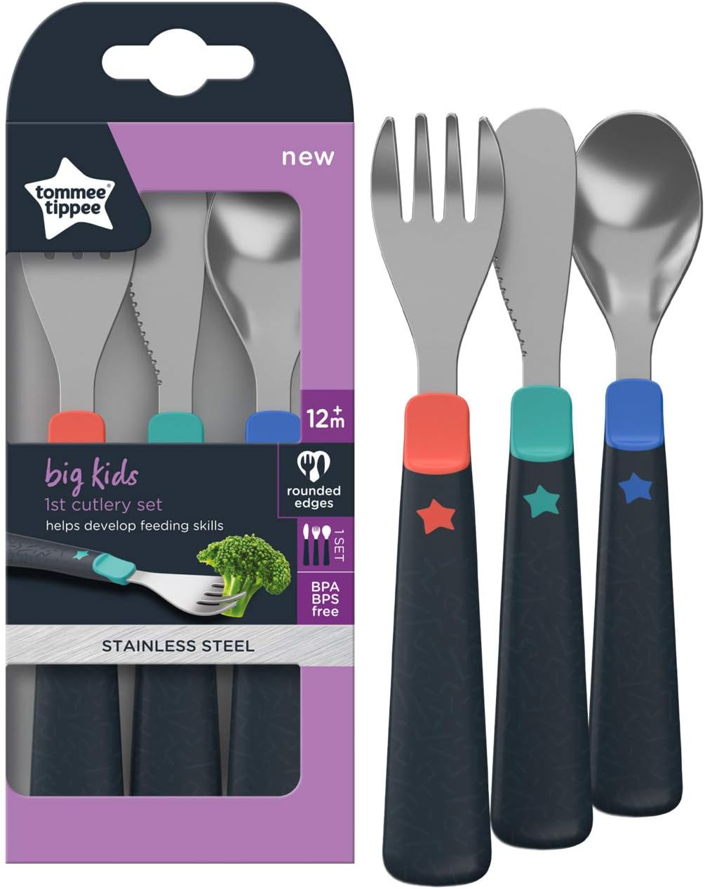 Tommee Tippee Stainless Steel First Cutlery Set, Suitable for 12m+ - Image 3