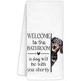 FDHSPAAM Funny Dachshund Bathroom Hand Towels, Weiner Dog Gifts, Dachshund Bathroom Decor, Sausage Dog Doxie Gifts Hand Towel for Washroom Restroom Decor, 16x24 Inch