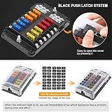 Tawveml 12-Way ATC/ATO Fuse Block with Negative Bus LED Indicator 12-24V view 6