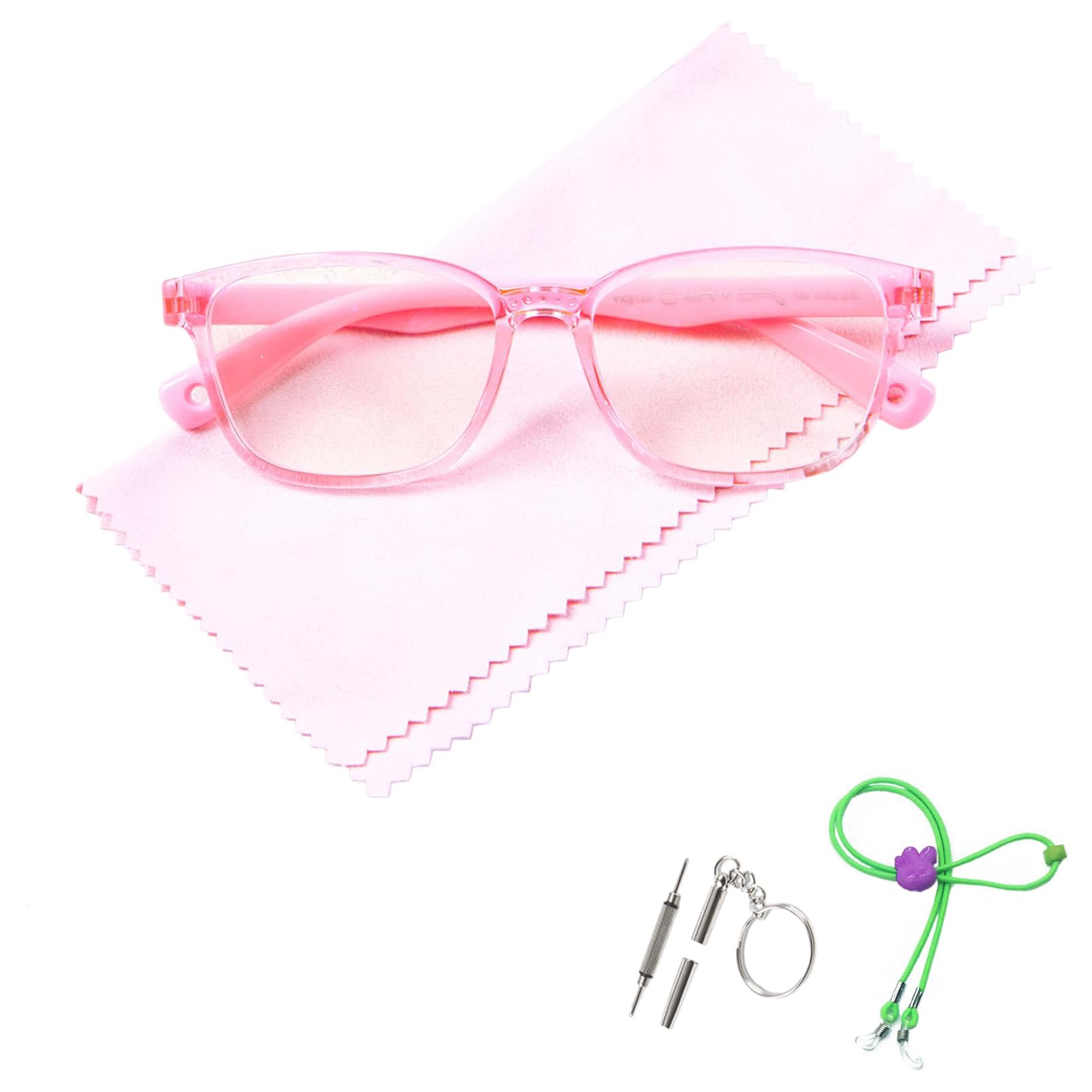 AetrvoHope Blue Light Blocking Glasses for Kids,Children's Clear Pink Computer Glasses for Age 4-13,Unbreakable Frame Anti-Blue Ray Glasses With Case,Anti UV400 & Eyestrain