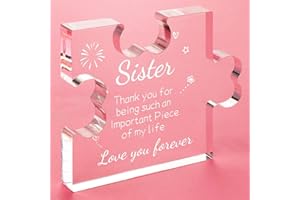 Funnli Sister Gifts from Sister Acrylic Puzzle Plaque - Sister Birthday Gift Ideas 3.35 x 2.76 Inch Desk Decorations - Sister Gifts Birthday Christmas Card for Sister