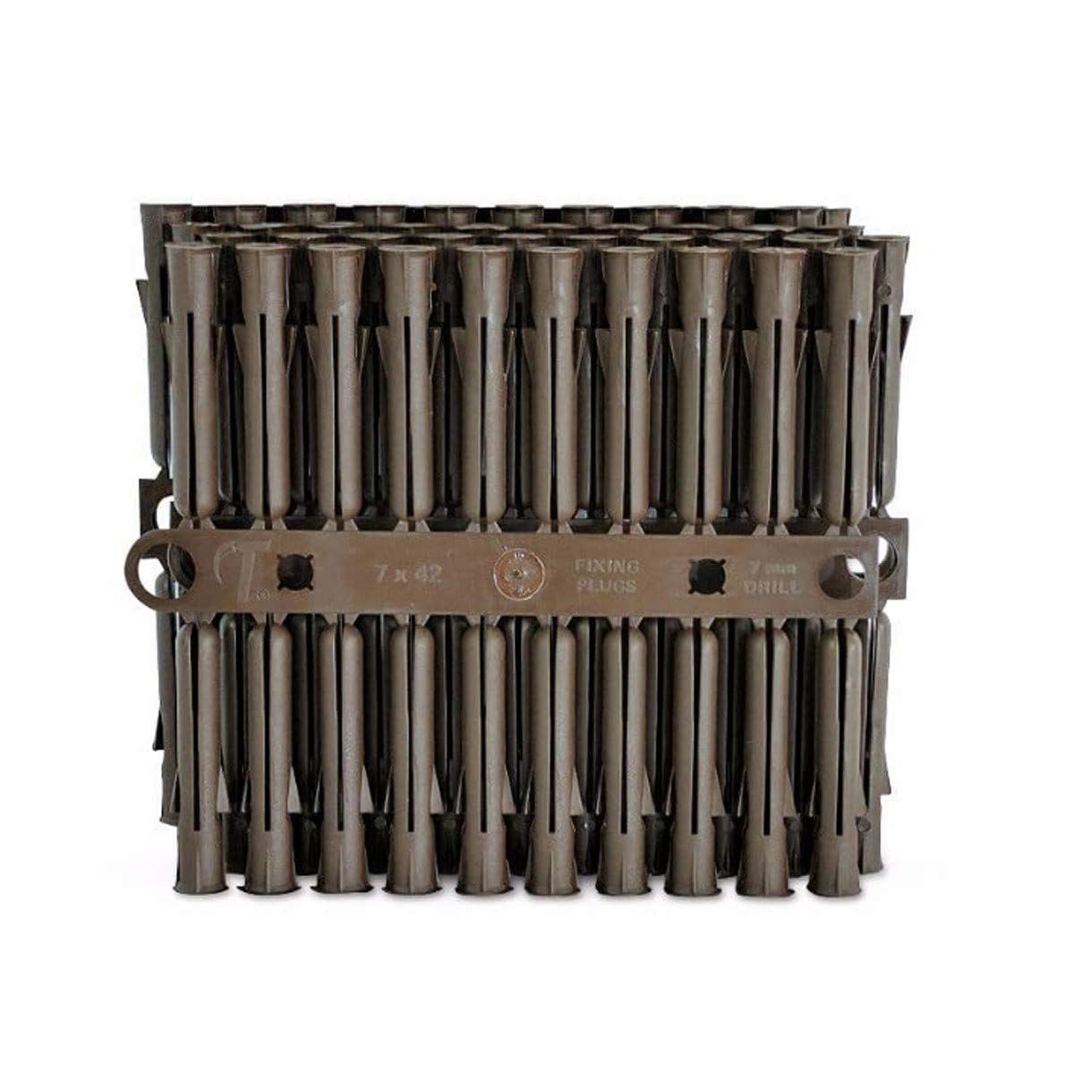 Talon Brown 7-8mm Wall Rawl Plugs Plastic Fixing Plug Euro Slot X1000 Trade Pack