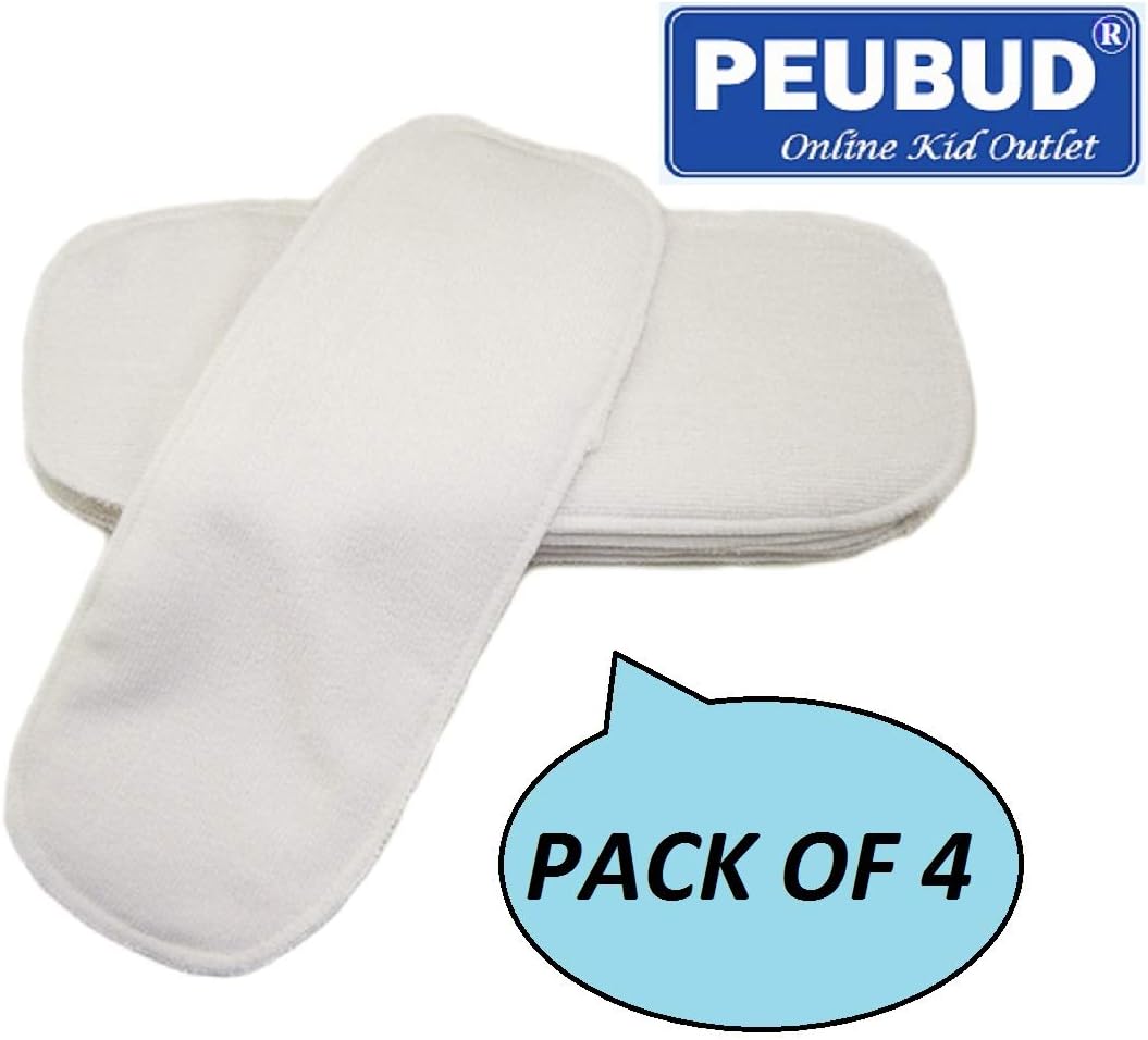PEUBUD ® Resuable Washable Soft Cotton Diaper Changing Pads/Microfiber Inserts Cloth Pad for New Born(0-6 Month Set of 4)