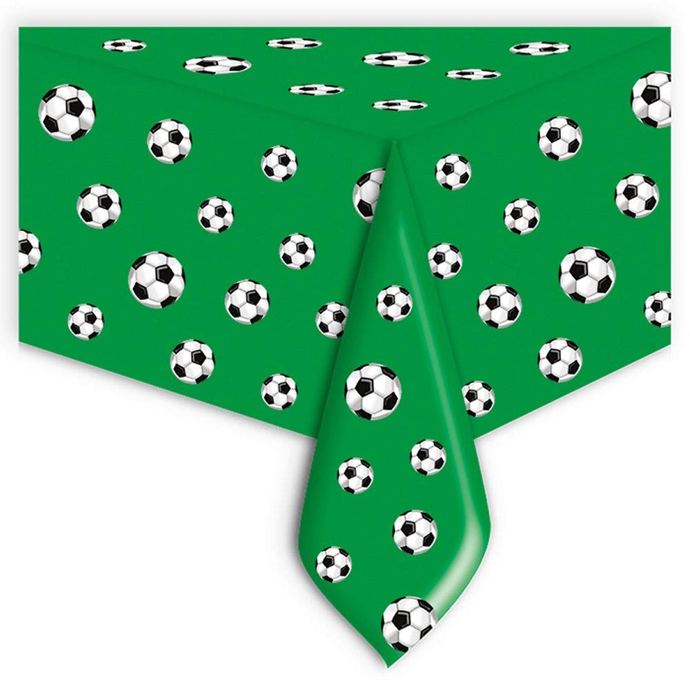 Big Party 60691 PVC Table Cloth Soccer Balls Green