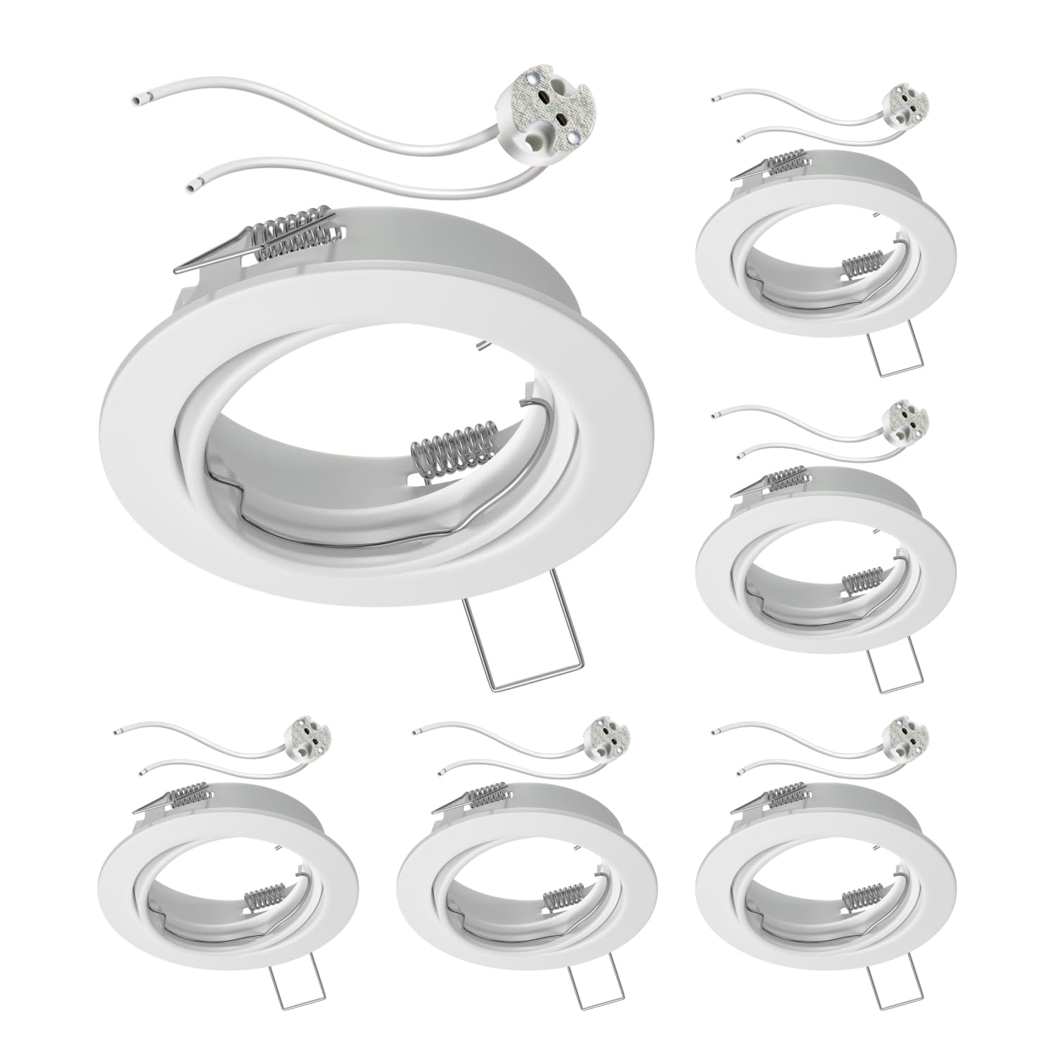 ledscom.de 6 Pieces Ceiling recessed Frame Fere recessed Frame White swivelling (LED/Halogen/MR16/50mm) incl. GU5.3 Socket — image 1