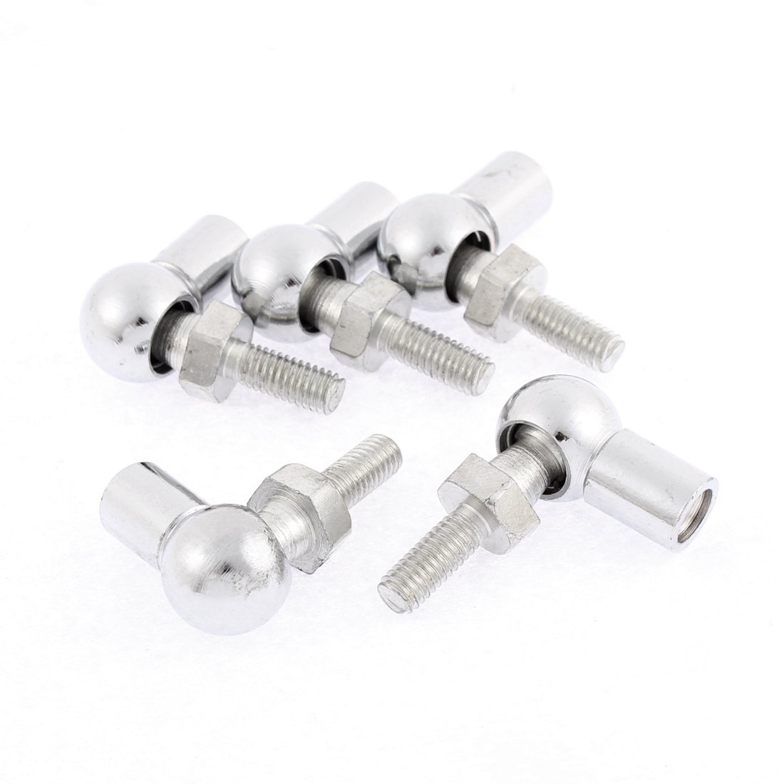 Sourcingmap Rod End Ball Bearing, Right-Hand Female Thread M6x1.0mm and Right-Hand Male Thread M6x1.0mm, L-Shape Rod End Bearing Silver Tone 5Pcs