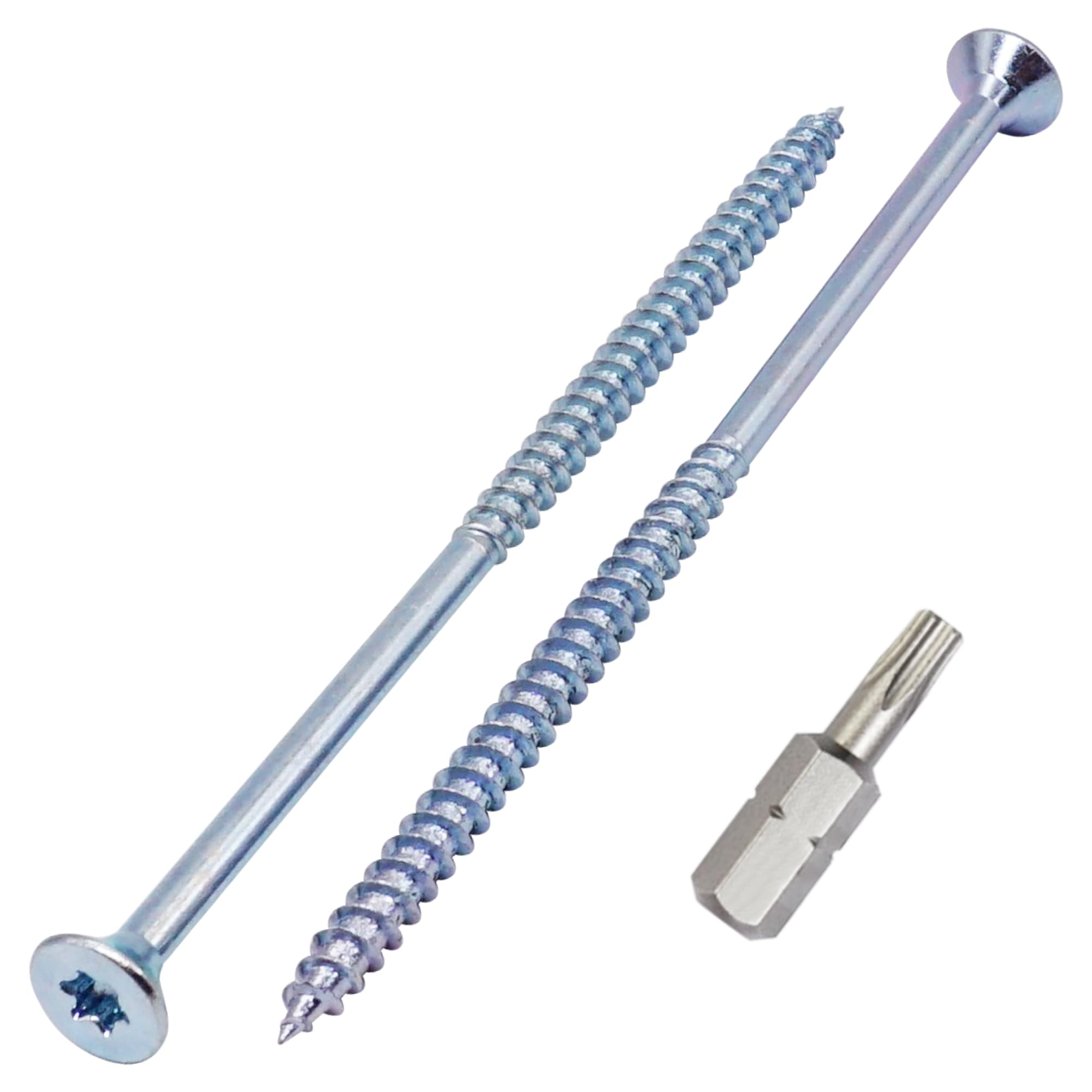 SKIR'CO 10pcs Zinc Plated Steel Wood Screws 6.0 x 130mm, Torx Countersunk Head, Partially Threaded