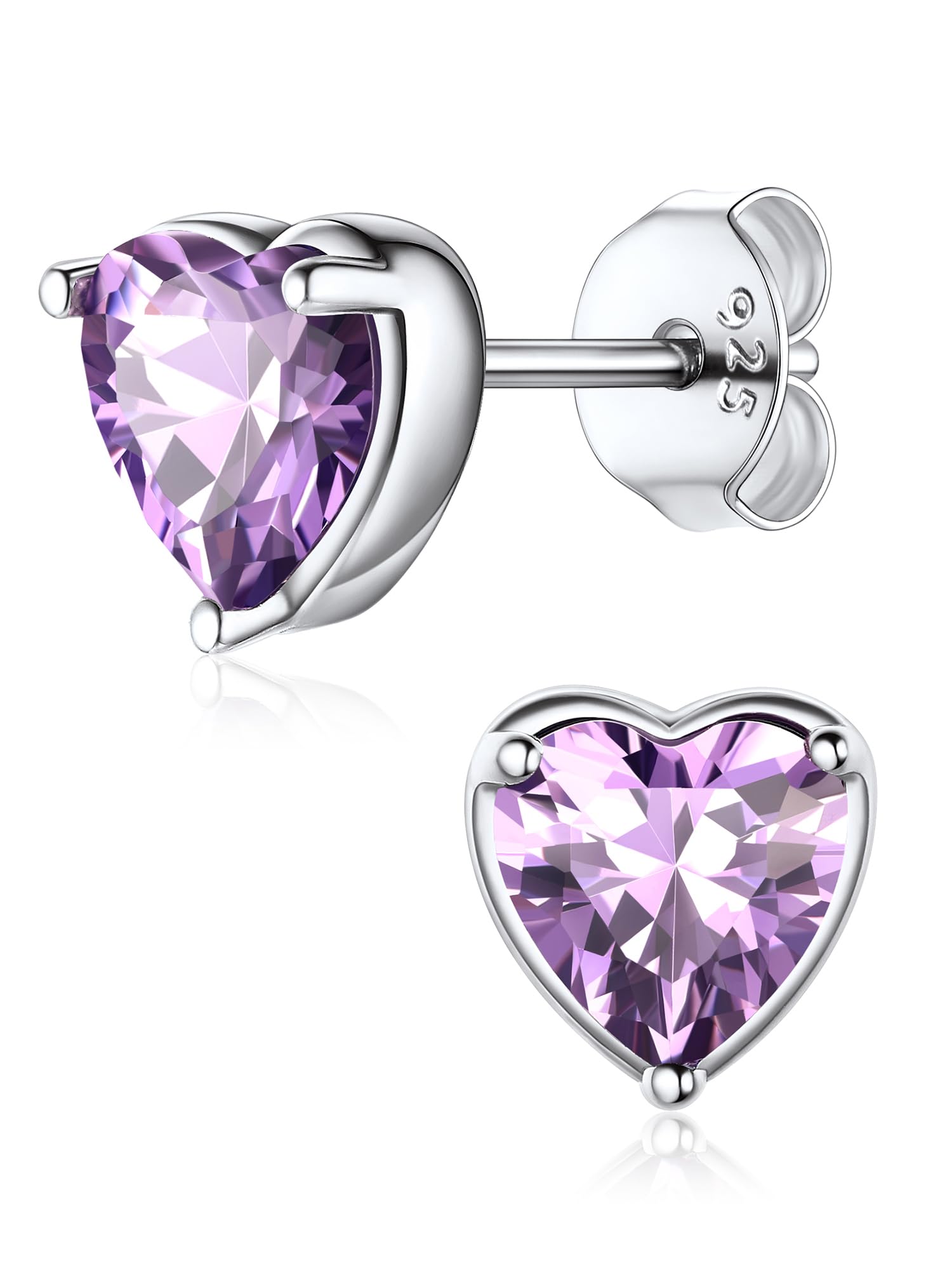 ChicSilver June Birthstone Stud Earrings For Women fit Sensitive Ears 925 Sterling Silver Heart Earrings