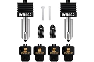 HIKUDIY 2PCS 0.2mm Hotend for Bambu Lab P2S/H2S/H2D/H2D Laster/H2D AMS Combo/A1/A1 Mini, Extruder Print Head Quick Swap Hot End Design with Extra 2PCS Silicone Cover Sock Hardened Steel Nozzle