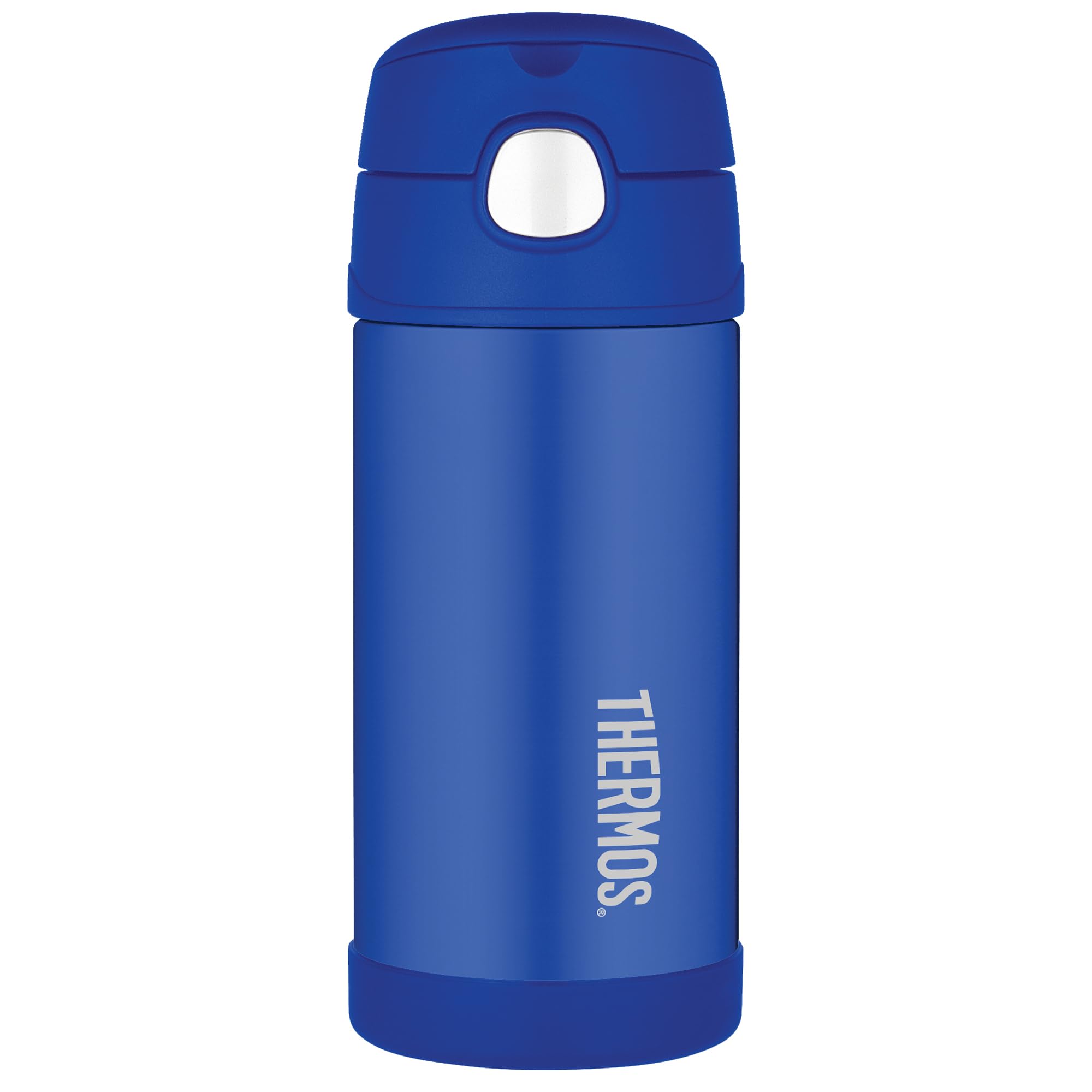 Thermos - Blue Water Bottle (355ml) - BPA Free, Stainless Steel, Spill Proof, Pop-Up Straw, Kids Flask with Carry Handle for 12-Hour Cold Drinks โ image 1